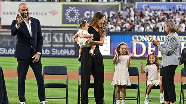 Derek Jeter’s Daughters Bella, 5, Story, 3, & River, 9 Mos. Support Him At Hall Of Fame Induction
