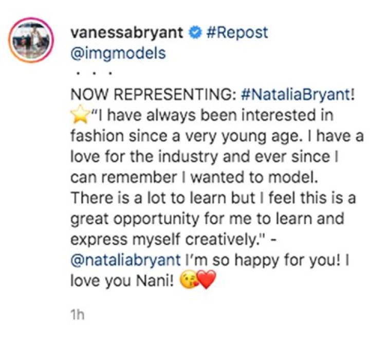 Kobe Bryant’s Daughter, Natalia, 18, Launches Modeling Career & Mom Vanessa Couldn’t Be Happier