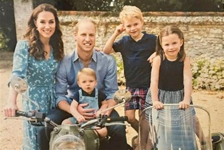 Prince William & Kate Middleton Pose With Their 3 Kids On A Motorbike For Adorable Family Christmas Card