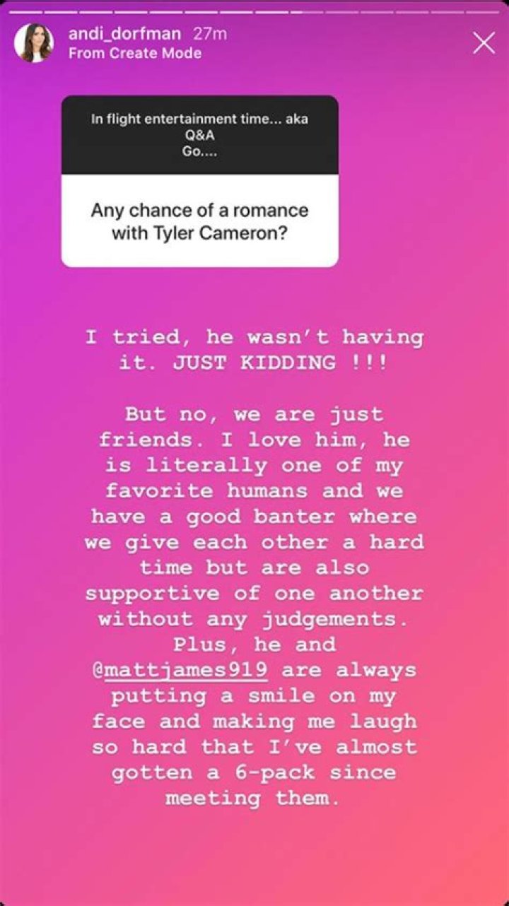 Andi Dorfman Reveals Whether She’d Date Tyler Cameron As Fans Beg Them To Get Together